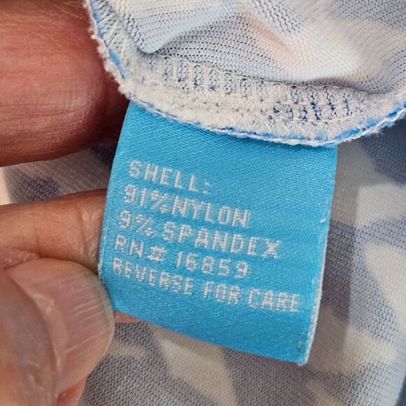 J.McLaughlin Catalina Knit Top Sz XL Blue & White Geometric Print Long Sleeve - Picture 7 of 9